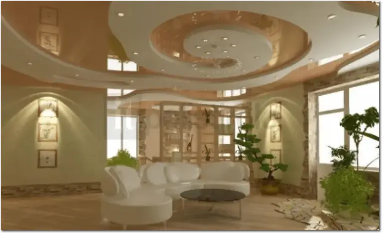 Immagine raffigurante un decoro realizzato mediante ribassamento di un soffitto con pannelli in polistirolo gessato