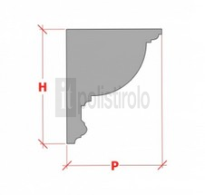 Fugura raffigurante la sezione relativa alla cornice in polistirolo per pareti interne della itpolistirolo mod. CPL-145