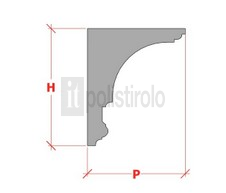 Fugura raffigurante la sezione relativa alla cornice in polistirolo per pareti interne della itpolistirolo mod. CPL-150