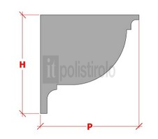 Fugura raffigurante la sezione relativa alla cornice in polistirolo per pareti interne della itpolistirolo mod. CPL-155
