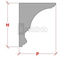 Fugura raffigurante la sezione relativa alla cornice in polistirolo per pareti interne della itpolistirolo mod. CPL-180