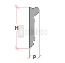 Fugura raffigurante la sezione relativa alla cornice in polistirolo per pareti interne della itpolistirolo mod. CPL-190