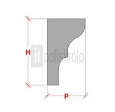 Fugura raffigurante la sezione relativa alla cornice in polistirolo per pareti interne della itpolistirolo mod. CPL-205