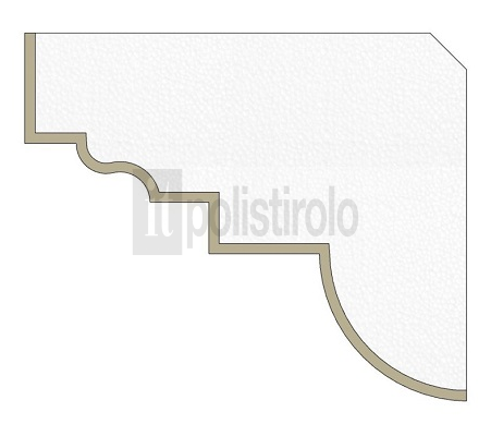 Fugura raffigurante le sezione relativa al cornicione prefabbricato  mod CS-100 della itpolistirolo.it